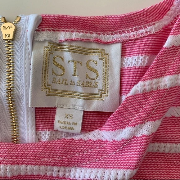 STS Sail to Sable Striped Jetting to Jetties Dress XS Short Sleeve Pink White - Picture 4 of 6